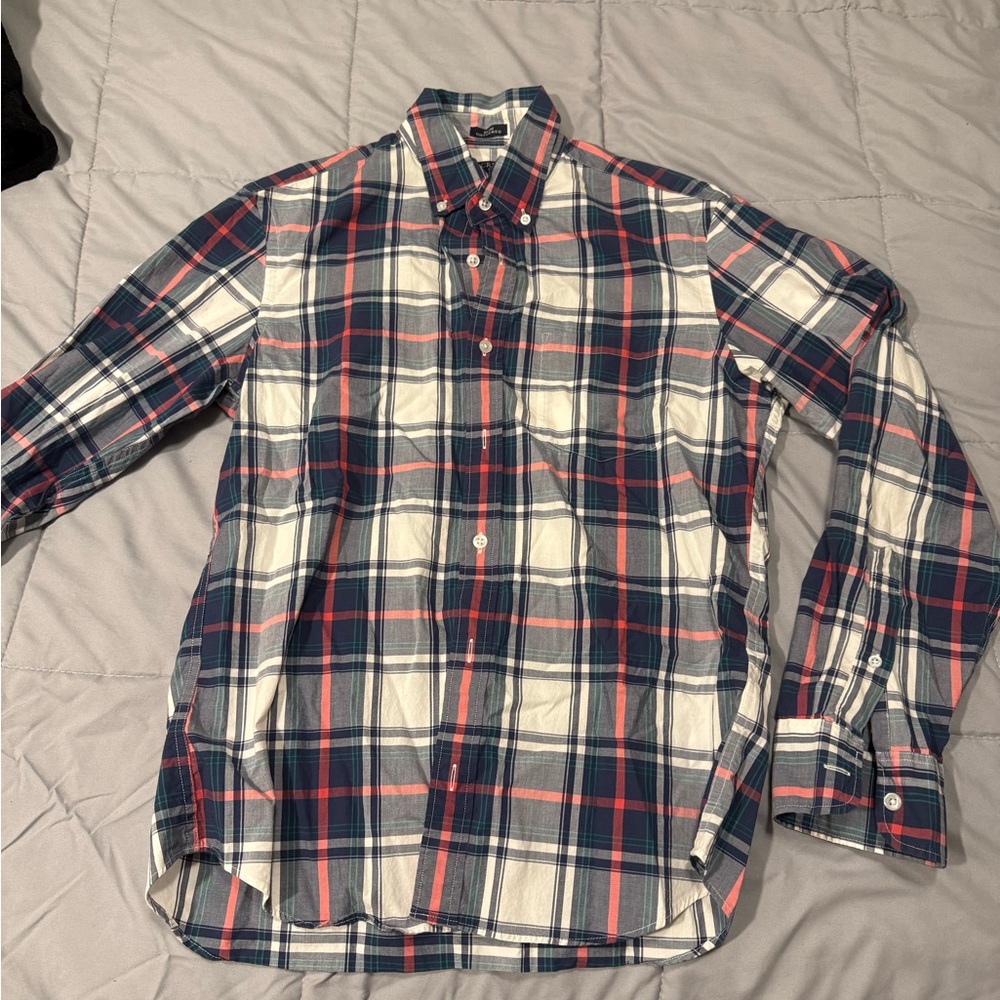 J. Crew Blue and Red Casual Button Down Shirt